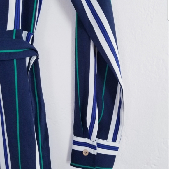 Tommy Hilfger  Women Navy Long Sleeve Striped Shirt Dress Size XXS - Picture 6 of 7
